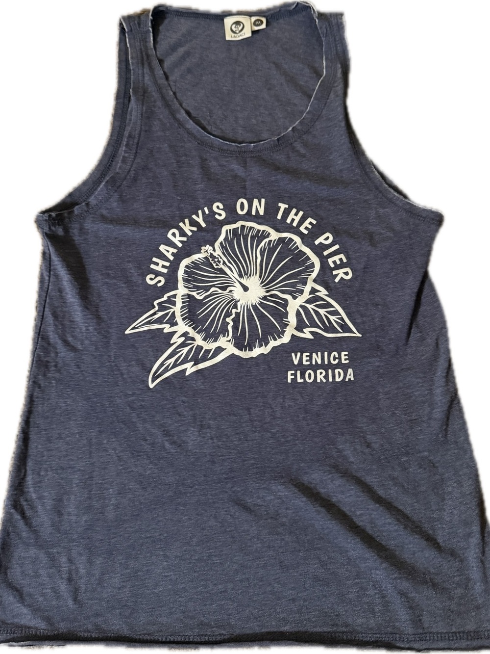 Lagaci Navy Tank Top with White Floral Print